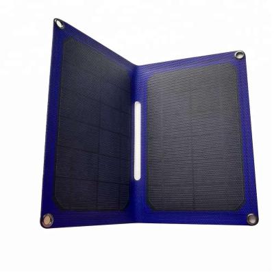 China Blue Folding Solar Charging Charger 14W Portable Battery Solar Power for sale