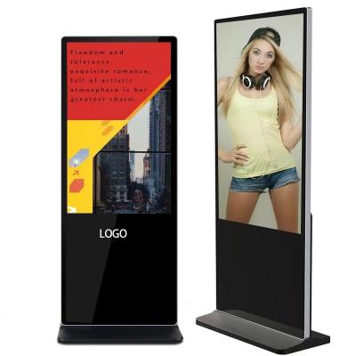 China Indoor Floor standing 43 49 55 inch android video lcd advertising player kiosk vertical totem digital touch signage display for sale