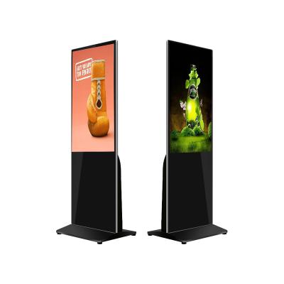 China Indoor 55 inch Portable Digital Poster Floor Standing Display Signage Ultra-slim Movable Lcd Advertising Screen kiosk for sale