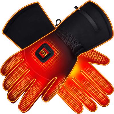 China Winter Water Resistant PU Leather Electric Heated Gloves For Outdoor Work And Activities for sale