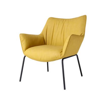 China Metal Leg Modern Design PU Yellow Lazy Lounge Sofa Chair For Living Room for sale