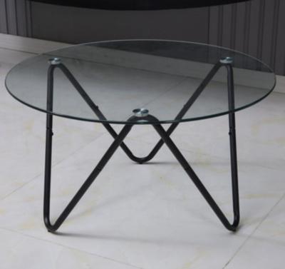 China Modern Modern Gold Black Coffee Table Round Table Tea Table Glass Top Center Living Room Furniture for sale