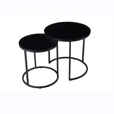 China Modern Black Top 2 Small Round Table Modern Coffee Table Set Perfect For Small Spaces And Living Rooms for sale