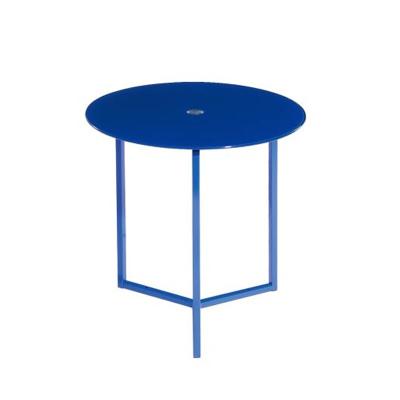 China 2017 Hot Selling Cheap Convertible Furniture Glass Metal Corner Side Blue Coated Side Table for sale