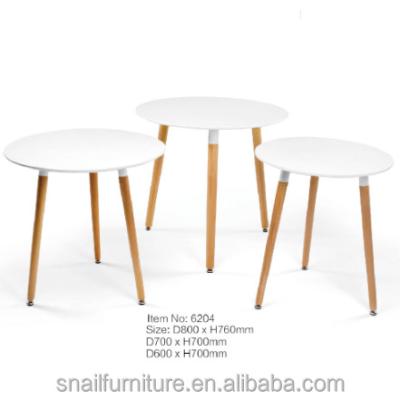 China PANEL Farmhouse Round Lid White Wood Dining Table Three Legs Round Tables for sale