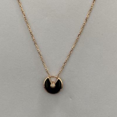 China Replica 18k Gold Necklaces Rose Gold Onyx Diamond XS Model Amulette De Cartier Necklace for sale