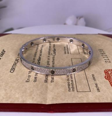 China Pure 18K Gold Jewelry White Gold Diamond Paved Ceramic Cartier 18k Love Bracelet for sale