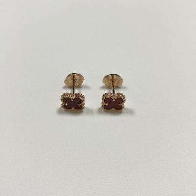 China 9mm VCA Sweet Alhambra 18k Brincos 2 Pedras 18k Rosa de Ouro Joias Carneliana à venda