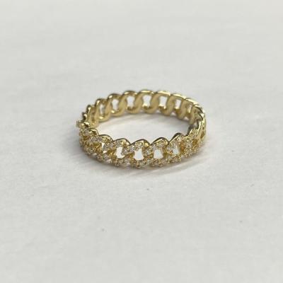 China Size 56# 4.5MM Custom 18k Gold Rings Cuban Diamonds Ring 14k Pure Gold for sale