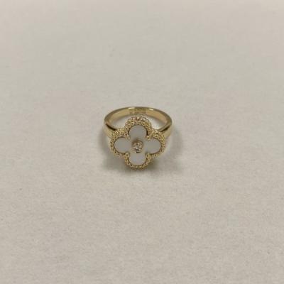 China Diamond Yellow Gold 18k Plain Gold Ring Mother Of Pearl Vintage Alhambra Ring for sale