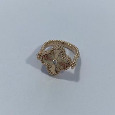 Китай Фальшивка для нового Van Cleef & Arpels Винтаж Alhambra Carnelian 18K Розовое золото Гильоше Алмазный обратимый кольцо VCARP7U500 продается