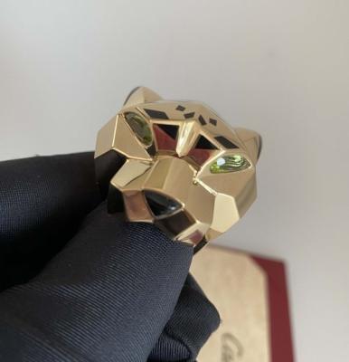 China Panthere De Cartier Pure 18K Yellow Gold Ring With Lacquer Peridots Onyx Best Jewelry Brand In Usa for sale