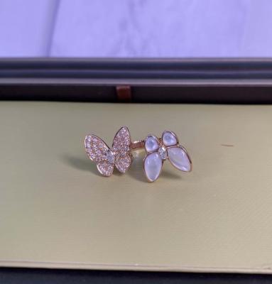 Китай VCA 18k Diamond Ring Two Butterfly Ring Размер 43 до 60 Ван Клиф Бабочковое кольцо продается