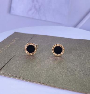 China Bvlgari Rose 18k Gold Earrings Cufflinks Custom 18k Gold Jewelry With Black Onyx for sale