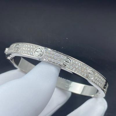 China Cartier Love Pave Diamond Bracelet 18k White Gold N6717617 Round Brilliant Cut Diamonds Customized Product Bracelet for sale