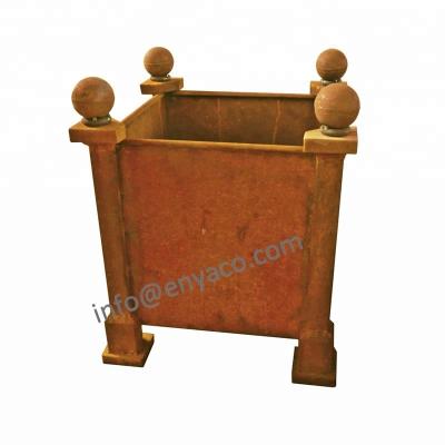 China Might Be Nested Bundles Garden Custom Laser Cut Large Geometric Square Outdoor Corten Steel Planter Flower Pot for sale