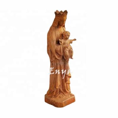 China Europe Large Cast Iron Garden Ornamental Catholic Religious Our Lady Of Fatima Mother Virgin Mary And Baby Statue for sale