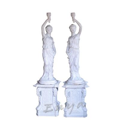 China Cast Iron Western Outdoor Garden Famous Life Size Ladies With Torch Sculpture Statues for sale