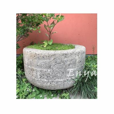 China Cast Iron Lava Stone Garden Pots Products Outdoor Backyard Vintage Honeycomb Texture Large for sale