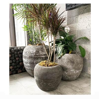 China Honeycomb Texture Vintage Garden Plant Large Concrete Flower Stone Pot for sale