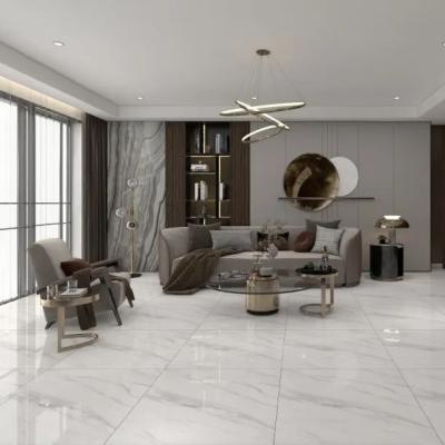 China Hot Sale 800x800mm Modern Living Room Floor Tile White And Gray Marble Modern Minimalist Non Slip Through Flooring for sale