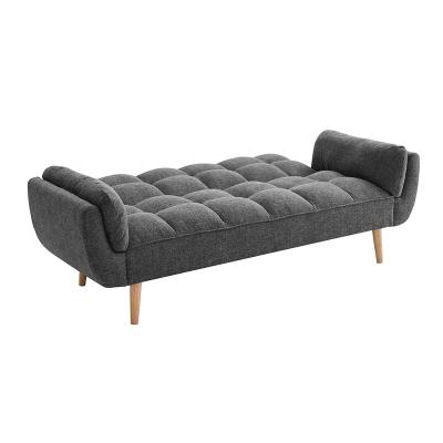 China Dark Gray Fabric Folding Arm Sleeper Round Futon Sofa Bed Sofa Bed For Sale for sale