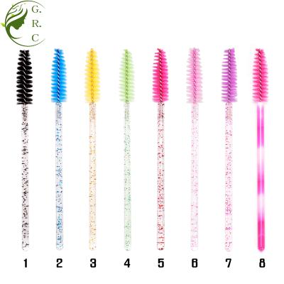 China Conical Crystal Mascara Wands Disposable Eyelash Brush Eyelash Extension Sweep Shiny Handle Mascara Wands for sale