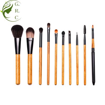 China Angular Blush China Manufacturers Free Samples 10pcs Synthetic Hair Wooden Makeup Set Brush Te koop