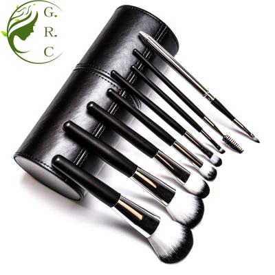 China Angular Blush GRC Black 8pcs Make Up Brushes With Logo Wholesale Makeup Cosmetic Brush Set Te koop