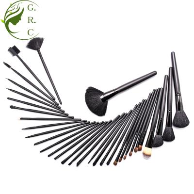 China Angular Blush BK47A Wholesale Beauty Factory Free Samples Luxury Black Goat Hair Private Label 32Pcs Cosmetic Makeup Brush Set For Face for sale