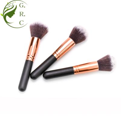 China Hot Selling Kabuki Large Size Flat Brush Foundation Brush Makeup Simple Black Wooden Handle for sale