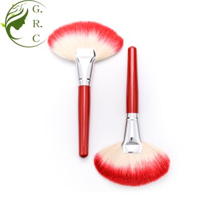 China Professional Fan Brush Ceiling Fan Cleaning Brusher Make Up Goat Hair Brush Cleaner Face Fan Brush Private Label Fan Brush Face Paint for sale