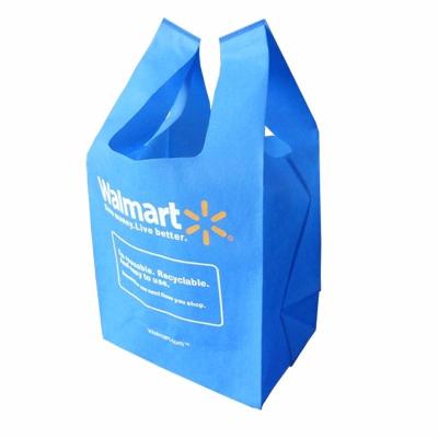 China Who respects the environment; Recyclable; Wholesale Reusable Custom Non Woven Shopping Bag Vest Bags For Walmart Supermarket for sale