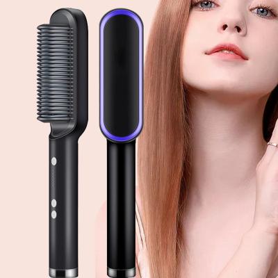 China Safe Luxury Easy To Use Home Use Professional Curly Iron Hair Straightener Ceramic Flat Brush for sale