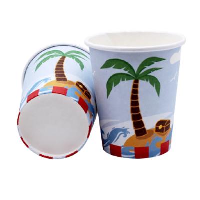 China Party Props Print 9OZ Coconut Trees Party Decoration Cheap Price Cartoon Disposable Paper Cups for sale