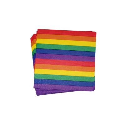 China Beautiful Colorful Colorful Rainbow Striped Party Disposable Decoupage Printed Paper Towel for sale