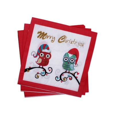 China Decoupage Hot Sale Christmas Parrot Printed Red Cute Style Printed Disposable Paper Napkins for sale