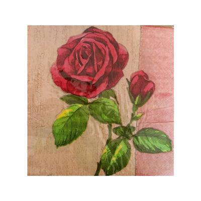 China Party Soft Dinner Paper Napkins Wholesale Beautiful Rose Flower Design Printed Hot Sale Decoupage Party Paper Napkins for sale