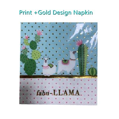 China Gold Foiled Design Printing Soft Alpaca Paper With Party Gold Foiled Styles Disposable Paper Towels for sale