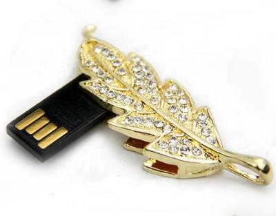 China Promotional Pen Christmas/Birthday Gift USB Flash Drives Crystal 16gb Leaves Jewelry Bulk USB Flash Drives Cheap Price for sale