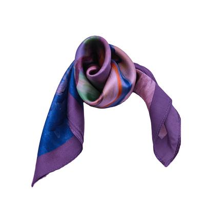 China Creative New Arrival Stripe Women Square Scarf Digital Printing Female Silk Scarf for sale