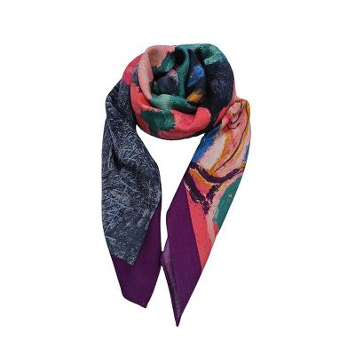 China Stripe Hot Sales Customization Size Pattern Digital Printed Women Silk Scarf for sale