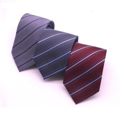 China Hot Selling Thin Stripe Business Men's Tie Wholesale Knitted Business Tie Polyester Fashion Business Tie for sale