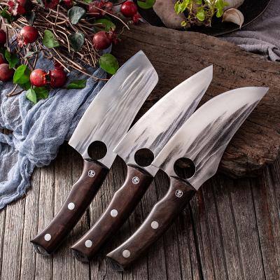 China Viable Handmade Forged Cleaver Chef Kitchen Nakiri Knife Stainless Steel Butcher Knife With Knife Sheath for sale