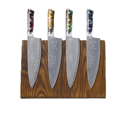 China Viable Customizable Resin Handle Carbon Fiber Sharp Handle Kitchen Knife Set Large 67 Layer Japanese Leather Steel Meat Cleaver for sale