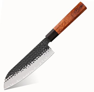 China 7.8 Inch Sustainable Santoku Knife Handmade Forged Knife 9Cr18MoV Core Blade Japanese Knife for sale