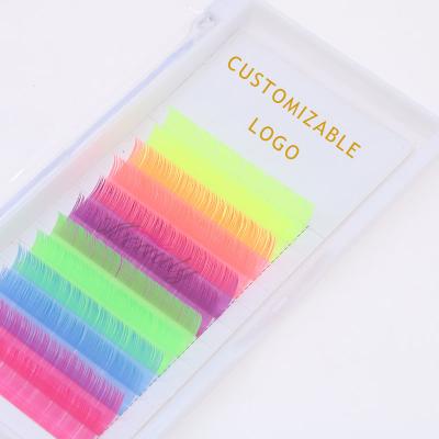 China Private label volume faux mink cashmere natural colored glow in the dark individual shadow neon UV eyelash extensions for sale