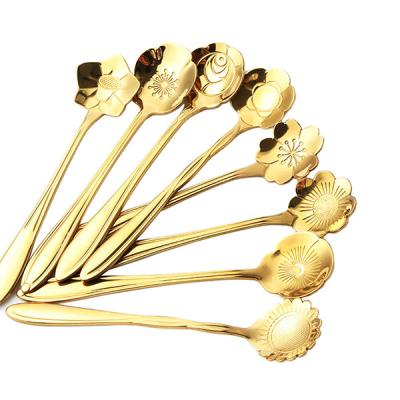 China Sustainable Fashionable Mixing Spoon Stainless Steel Gold Tea Spoon Drinks Teaspoon for sale