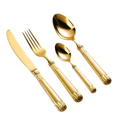 China Sustainable High Quality Emboss Classic Cutlery Set for sale