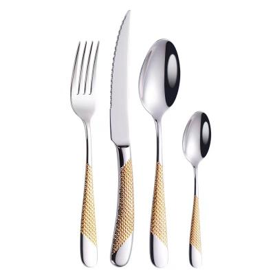 China Viable High Quality Mirror Polish Shiny Cutlery Set Stainless Steel Gold Silver Cutlery for sale